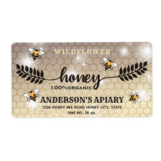 Moderne kalligrafie honingbrandepot etiket (Voorkant)