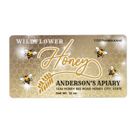 Moderne kalligrafie honingbrandepot etiket