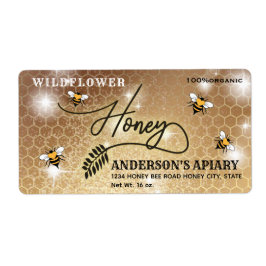 Moderne kalligrafie honingbrandepot etiket