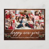 Moderne kalligrafie Hood 5 Foto Happy Nieuwjaar Briefkaart (Voorkant)