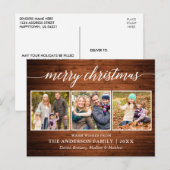 Moderne kalligrafie Hood Merry Kerstmis 3 Foto Briefkaart (Voorkant / Achterkant)