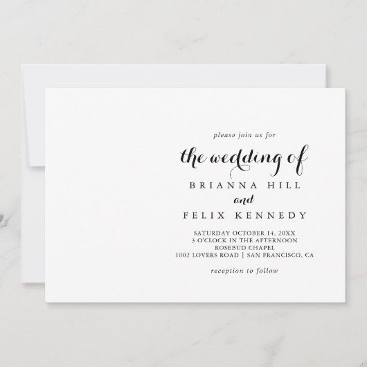 Moderne kalligrafie horizontaal huwelijk kaart (Voorkant)