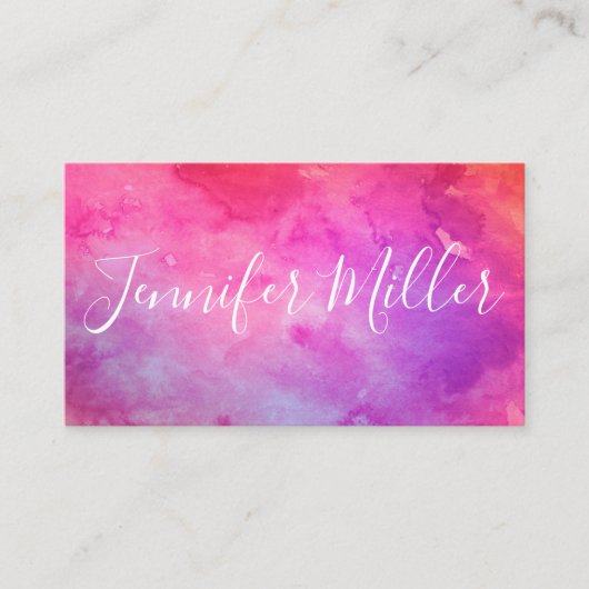 Moderne kalligrafie Hot-roze Waterverf | Bedrijfst Visitekaartje (Voorkant)