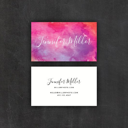 Moderne kalligrafie Hot-roze Waterverf | Bedrijfst Visitekaartje