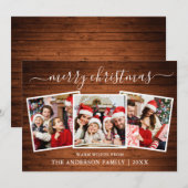 Moderne kalligrafie Hout 3 Kerstmis Feestdagenkaart (Voorkant / Achterkant)