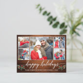 Moderne kalligrafie Hout 5 Foto Prettige feestdage Briefkaart (Staand voorkant)