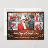 Moderne kalligrafie Hout 5 Fotokerstmis Briefkaart (Voorkant / Achterkant)