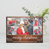 Moderne kalligrafie Hout 5 Fotokerstmis Feestdagenkaart (Staand voorkant)