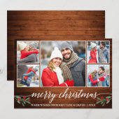 Moderne kalligrafie Hout 5 Fotokerstmis Feestdagenkaart (Voorkant / Achterkant)