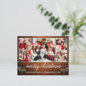 Moderne kalligrafie Hout 5 Kerstfeest Briefkaart (Staand voorkant)