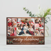 Moderne kalligrafie Hout 5 Kerstfeest Feestdagenkaart (Staand voorkant)