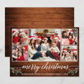 Moderne kalligrafie Hout 5 Kerstfeest Feestdagenkaart (Voorkant / Achterkant)