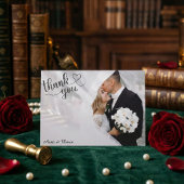 Moderne kalligrafie Huwelijk Bruid Bruidegom Foto Bedankkaart