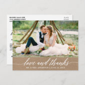 Moderne kalligrafie Huwelijk Liefde en Dank Kraft Briefkaart (Voorkant / Achterkant)