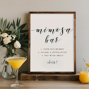 Moderne kalligrafie huwelijks Mimosa Bar bord Poster