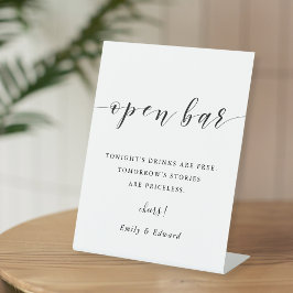 Moderne kalligrafie huwelijks open bar reclamebord met voetstuk