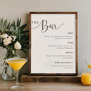 Moderne kalligrafie huwelijksbar menu bord poster