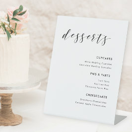 Moderne kalligrafie Huwelijksdesserts Menu Reclamebord Met Voetstuk