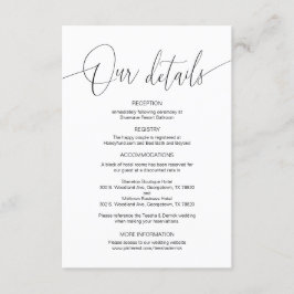 Moderne kalligrafie, huwelijksgegevens E Informatiekaartje