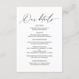 Moderne kalligrafie, huwelijksgegevens en informatiekaartje