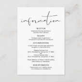 Moderne kalligrafie, huwelijksgegevens, informatie informatiekaartje (Voorkant)