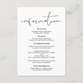 Moderne kalligrafie, huwelijksgegevens, informatie informatiekaartje