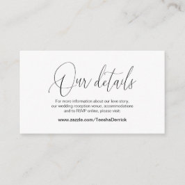 Moderne kalligrafie, huwelijksgegevens, informatie informatiekaartje