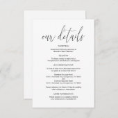 Moderne kalligrafie, huwelijksgegevens, informatie informatiekaartje (Voorkant / Achterkant)