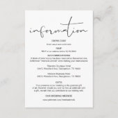 Moderne kalligrafie, huwelijksgegevens, informatie informatiekaartje (Voorkant)