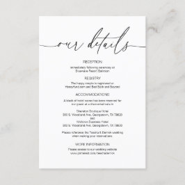 Moderne kalligrafie, huwelijksgegevens informatiekaartje