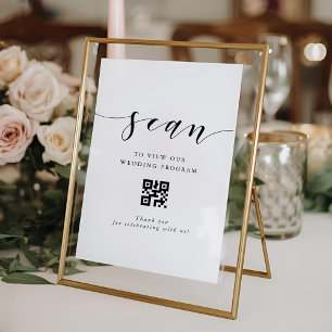 Moderne kalligrafie Huwelijksprogramma QR-code bor Poster