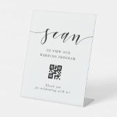 Moderne kalligrafie Huwelijksprogramma QR-code Reclamebord Met Voetstuk (Voorkant)