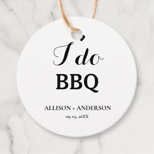 Moderne kalligrafie ik doe barbecue bruidssalon  bedankjes labels (Voorkant)