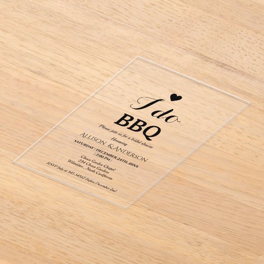 Moderne kalligrafie ik doe BBQ bruidsuitnodiging Acryl Uitnodigingen (Laagn)