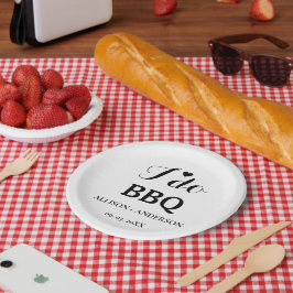 Moderne kalligrafie ik doe bbq vrijgezellenfeest papieren bordje