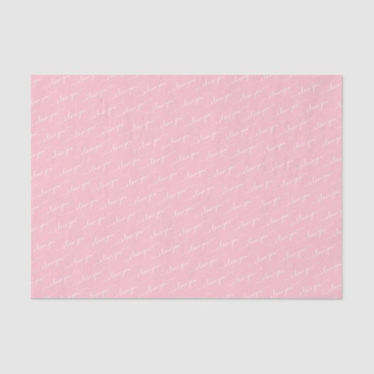 Moderne kalligrafie Ik hou van Valentijnsdag Roze Tissuepapier (Voorkant)