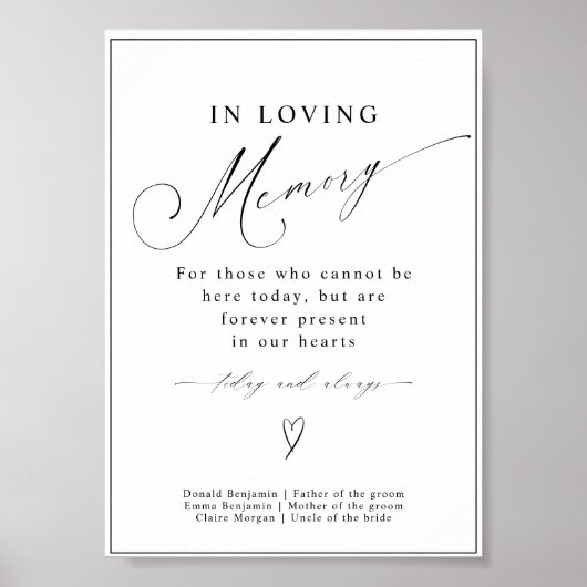 Moderne kalligrafie in het liefdevol geheugen-wedd poster (Voorkant)