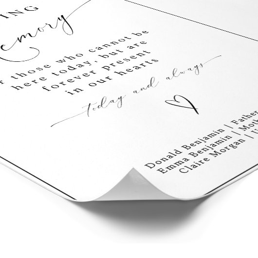 Moderne kalligrafie in het liefdevol geheugen-wedd poster (Hoek)