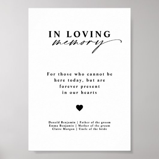 Moderne kalligrafie in het liefdevol geheugen-wedd poster (Voorkant)