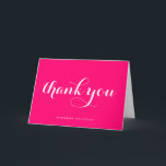 Moderne kalligrafie in hete roze bedankkaart<br><div class="desc">Stuur dank met deze aanpasbare bedankkaart. Deze bevat moderne kalligrafie en eenvoudige typografie op een hete roze achtergrond. Personaliseer door uw naam of andere details toe te voegen. Deze kalligrafie bedankkaart is perfect voor bedrijven,  bruiloften,  bruidsfeesten,  babyshower,  afstuderen en nog veel meer.</div>