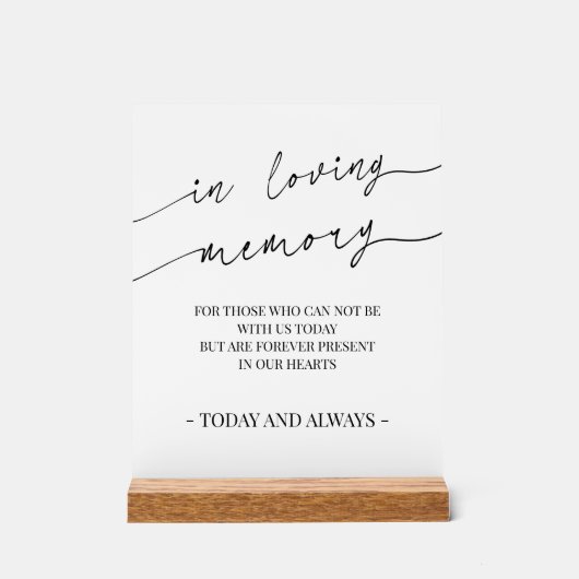 Moderne kalligrafie in liefdevolle herinnering Ged Acryl Bord (Voorkant)