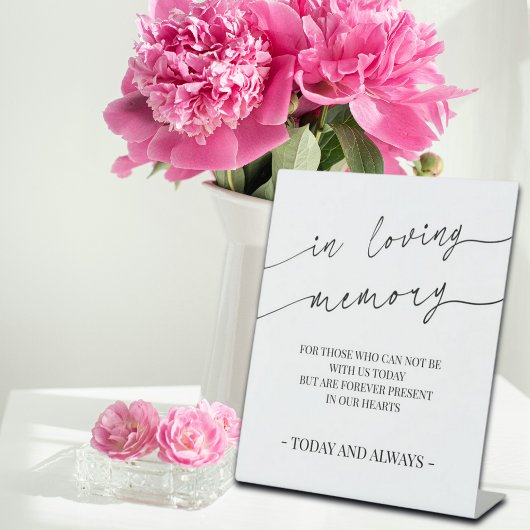 Moderne kalligrafie in liefdevolle herinnering Ged Reclamebord Met Voetstuk