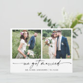 Moderne kalligrafie Ink Pen 2 Foto bruiloft Aankondiging (Staand voorkant)