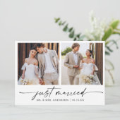 Moderne Kalligrafie Ink Pen 2 foto's Huwelijk Aankondiging (Staand voorkant)