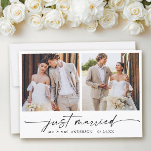 Moderne Kalligrafie Ink Pen 2 foto's Huwelijk Aankondiging