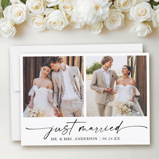 Moderne Kalligrafie Ink Pen 2 foto's Huwelijk Aankondiging