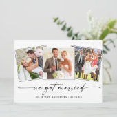 Moderne kalligrafie Ink Pen 3 Foto bruiloft Aankondiging (Staand voorkant)