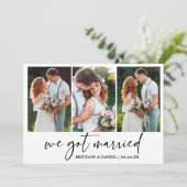 Moderne kalligrafie Ink Pen 3 Foto bruiloft Aankondiging (Staand voorkant)