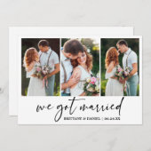 Moderne kalligrafie Ink Pen 3 Foto bruiloft Aankondiging (Voorkant / Achterkant)