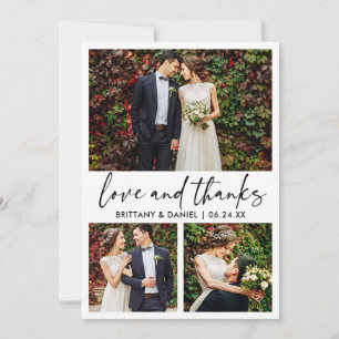 Moderne kalligrafie Ink Pen 3 Foto bruiloft Bedankkaart